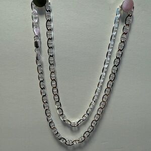 Sterling Silver 925 Italy Gucci Link Necklace 22"